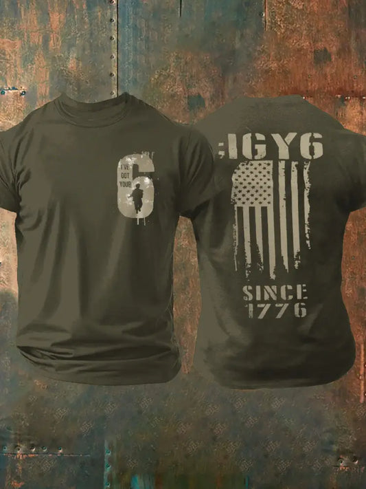 Men’s PTSD Awareness Veteran I Got Your Six Printed T-shirt Army Green / S