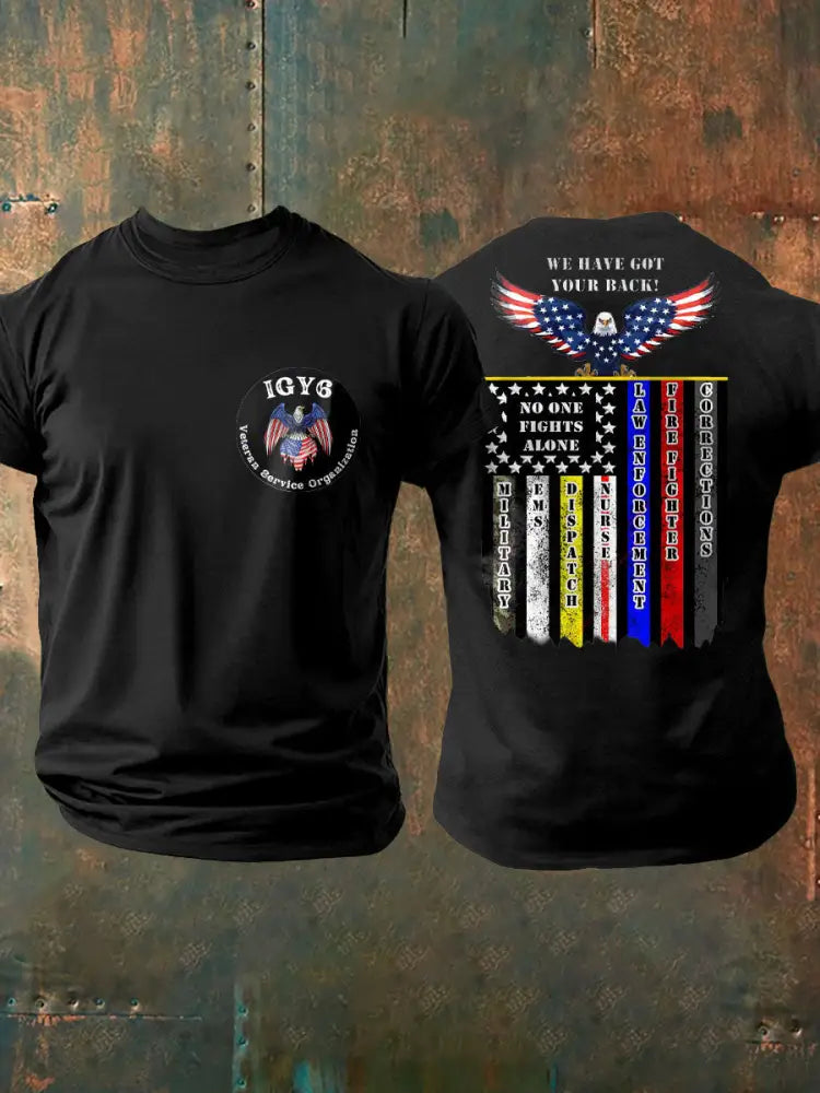 Men’s PTSD Awareness Veteran I Got Your Six Printed T-shirt Black / S