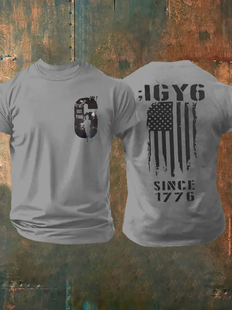 Men’s PTSD Awareness Veteran I Got Your Six Printed T-shirt Light Gray / S