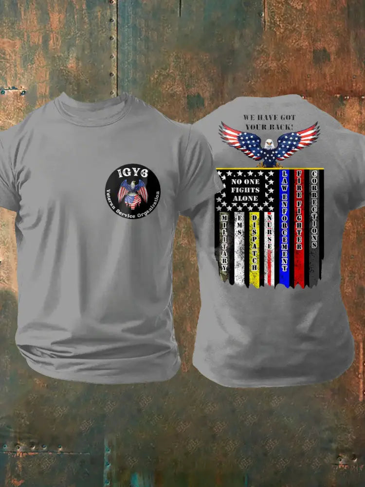Men’s PTSD Awareness Veteran I Got Your Six Printed T-shirt Light Gray / S