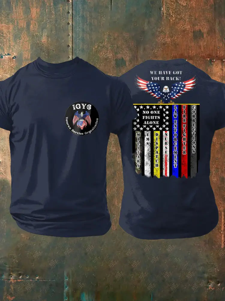 Men’s PTSD Awareness Veteran I Got Your Six Printed T-shirt Navy Blue / S