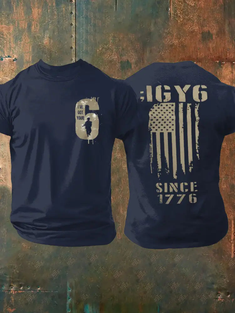 Men’s PTSD Awareness Veteran I Got Your Six Printed T-shirt Navy Blue / S