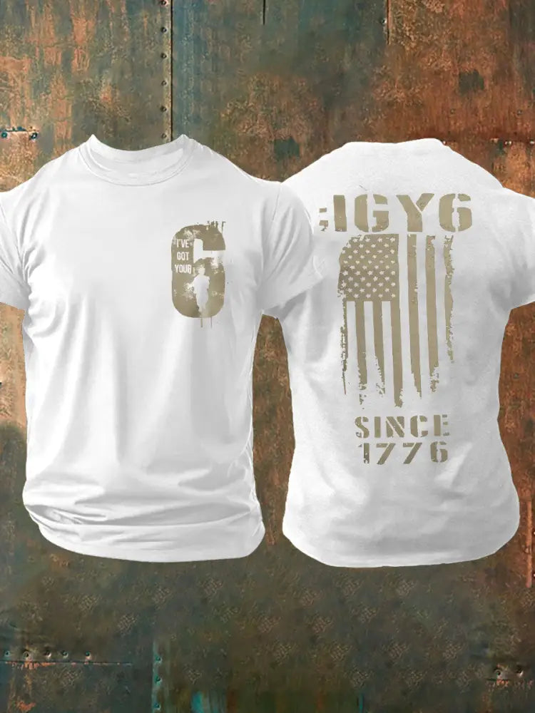 Men’s PTSD Awareness Veteran I Got Your Six Printed T-shirt White / S