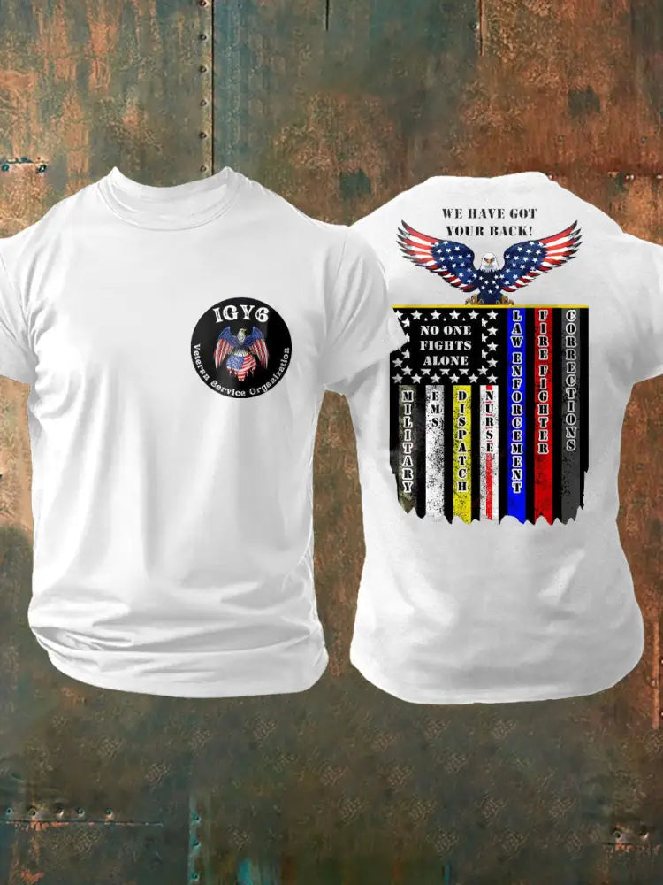 Men’s PTSD Awareness Veteran I Got Your Six Printed T-shirt White / S