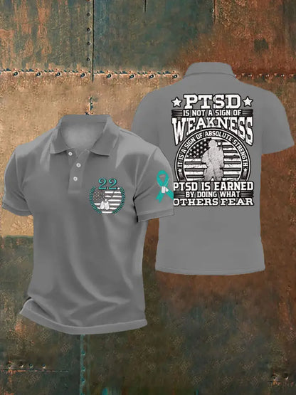 Men’s PTSD Awareness Veteran Printed Casual Tops Light Gray / S