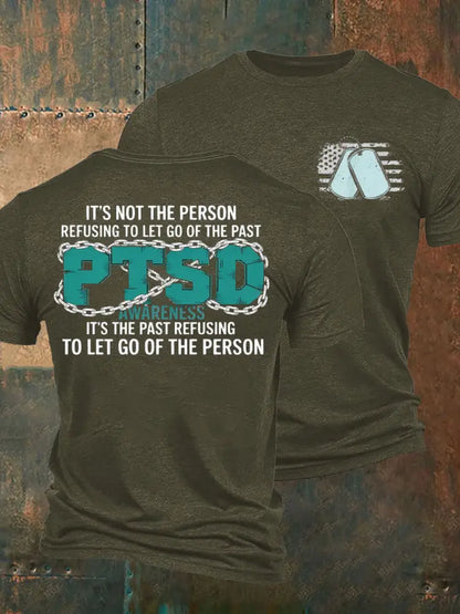 Men’s PTSD Awareness Veteran Printed T-shirt Army Green / S