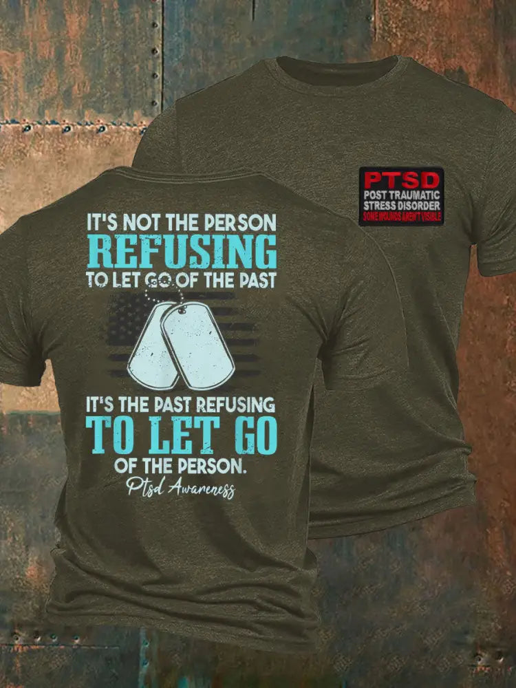 Men’s PTSD Awareness Veteran Printed T-shirt Army Green / S