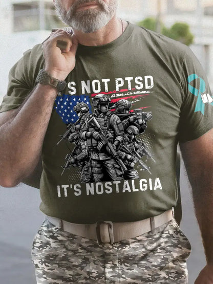 Men’s PTSD Awareness Veteran Printed T-shirt Army Green / S
