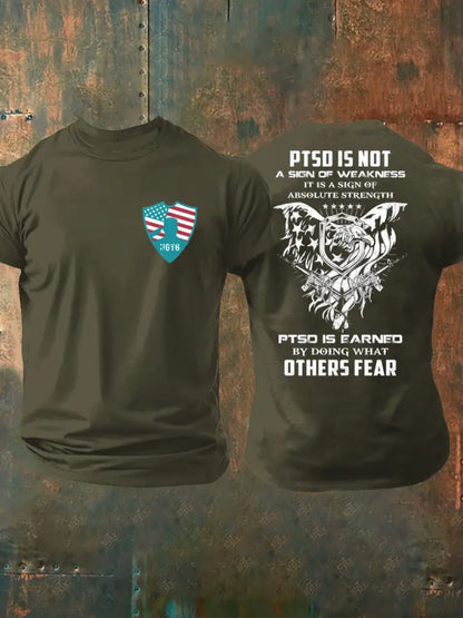 Men’s PTSD Awareness Veteran Printed T-shirt Army Green / S