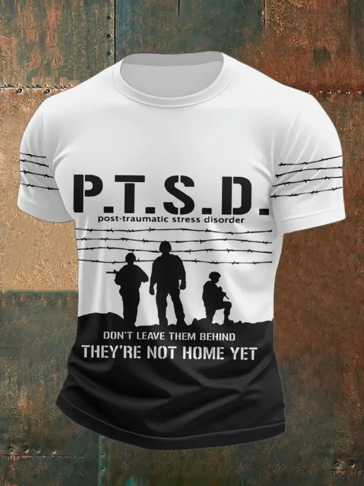 Men’s PTSD Awareness Veteran Printed T-shirt Black / S