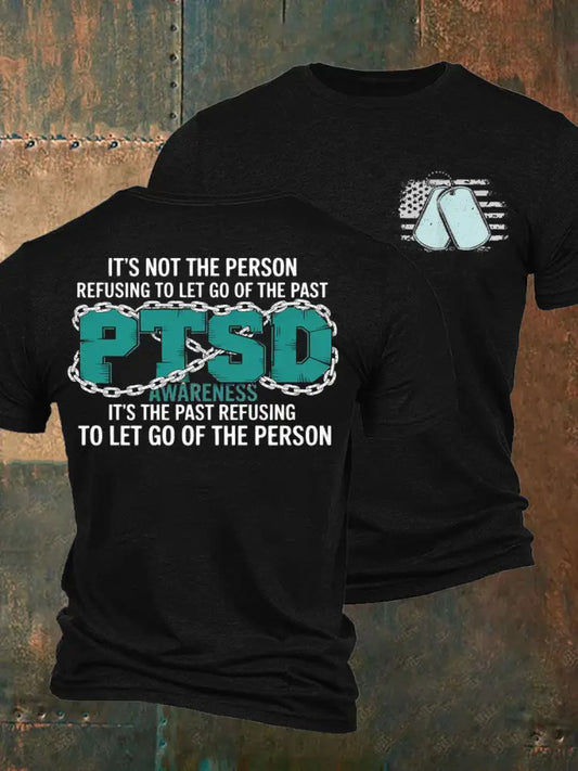 Men’s PTSD Awareness Veteran Printed T-shirt Black / S