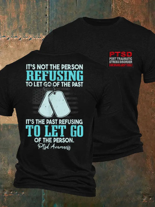 Men’s PTSD Awareness Veteran Printed T-shirt Black / S