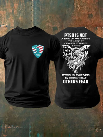 Men’s PTSD Awareness Veteran Printed T-shirt Black / S