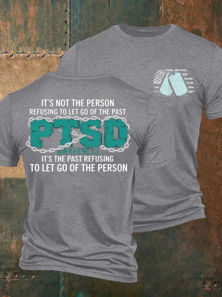 Men’s PTSD Awareness Veteran Printed T-shirt Light Gray / S