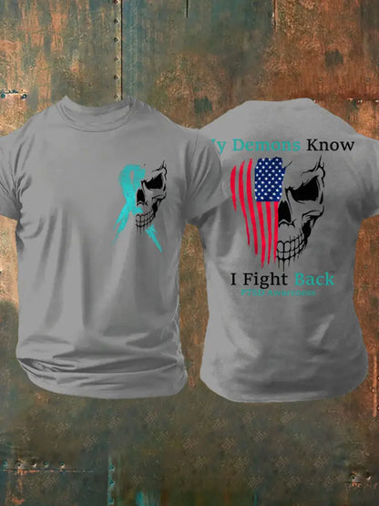 Men’s PTSD Awareness Veteran Printed T-Shirt Light Gray / S