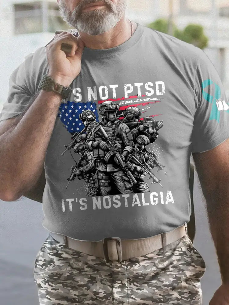Men’s PTSD Awareness Veteran Printed T-shirt Light Gray / S