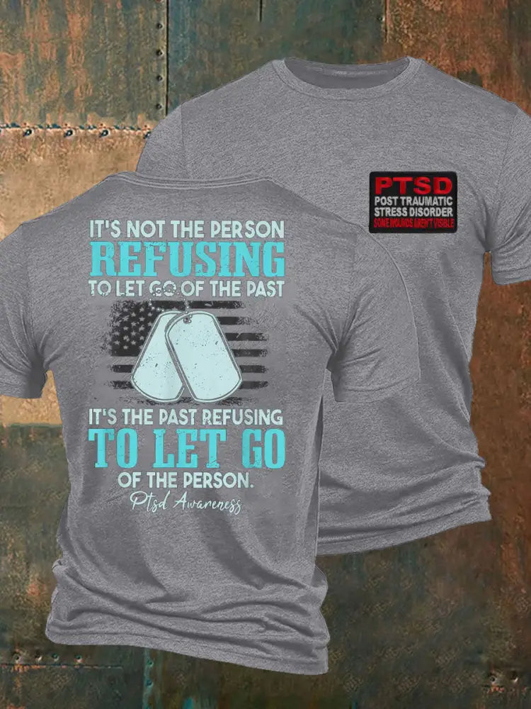 Men’s PTSD Awareness Veteran Printed T-shirt Light Gray / S