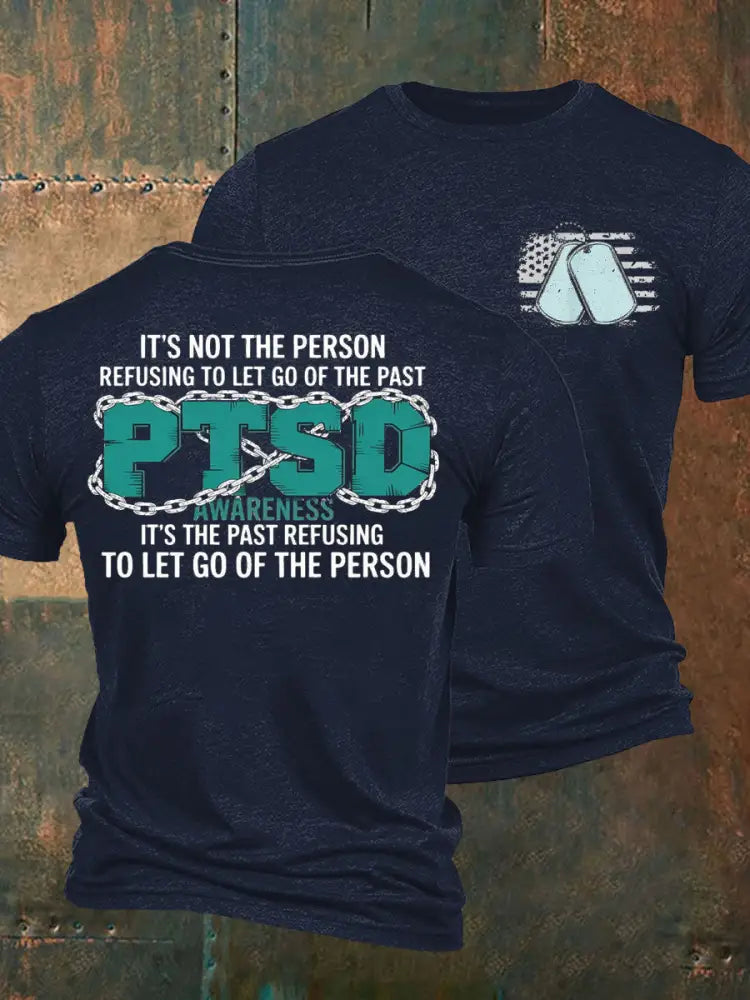 Men’s PTSD Awareness Veteran Printed T-shirt Navy Blue / S