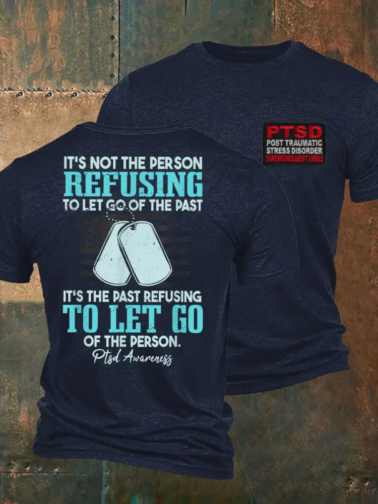 Men’s PTSD Awareness Veteran Printed T-shirt Navy Blue / S