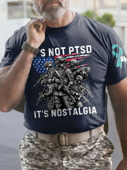 Men’s PTSD Awareness Veteran Printed T-shirt Navy Blue / S