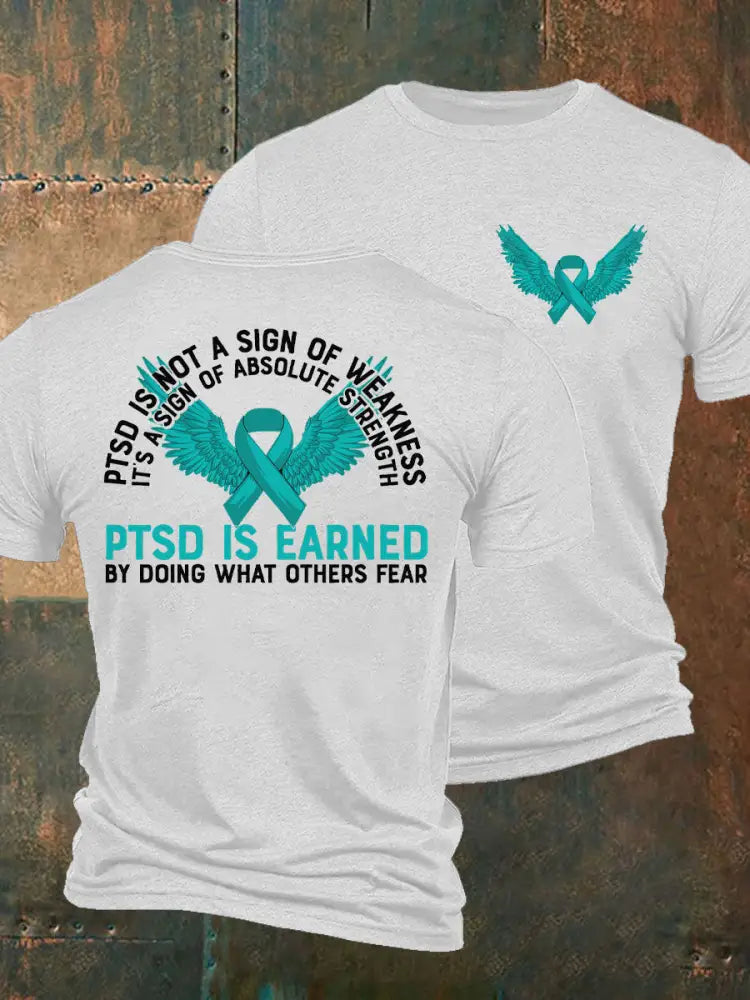 Men’s PTSD Awareness Veteran Printed T-Shirt White / S