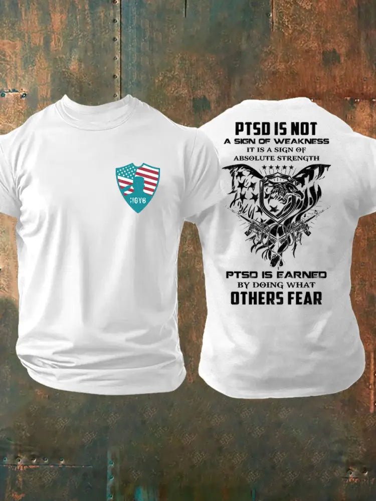 Men’s PTSD Awareness Veteran Printed T-shirt White / S