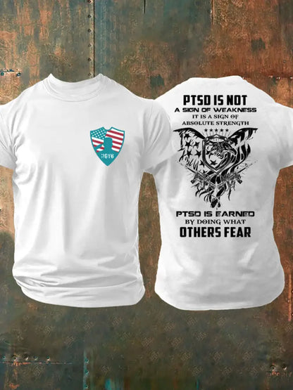 Men’s PTSD Awareness Veteran Printed T-shirt White / S