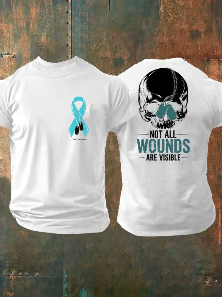 Men’s PTSD Awareness Veteran Printed T-shirt White / S