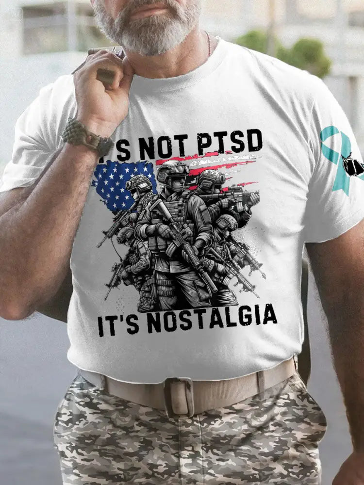 Men’s PTSD Awareness Veteran Printed T-shirt White / S