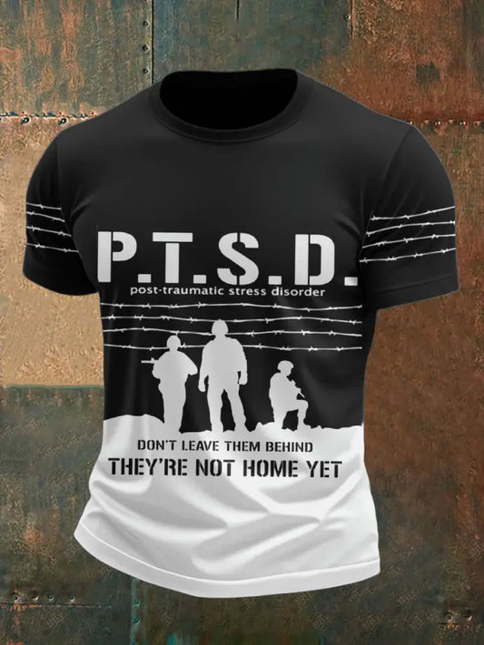 Men’s PTSD Awareness Veteran Printed T-shirt White / S