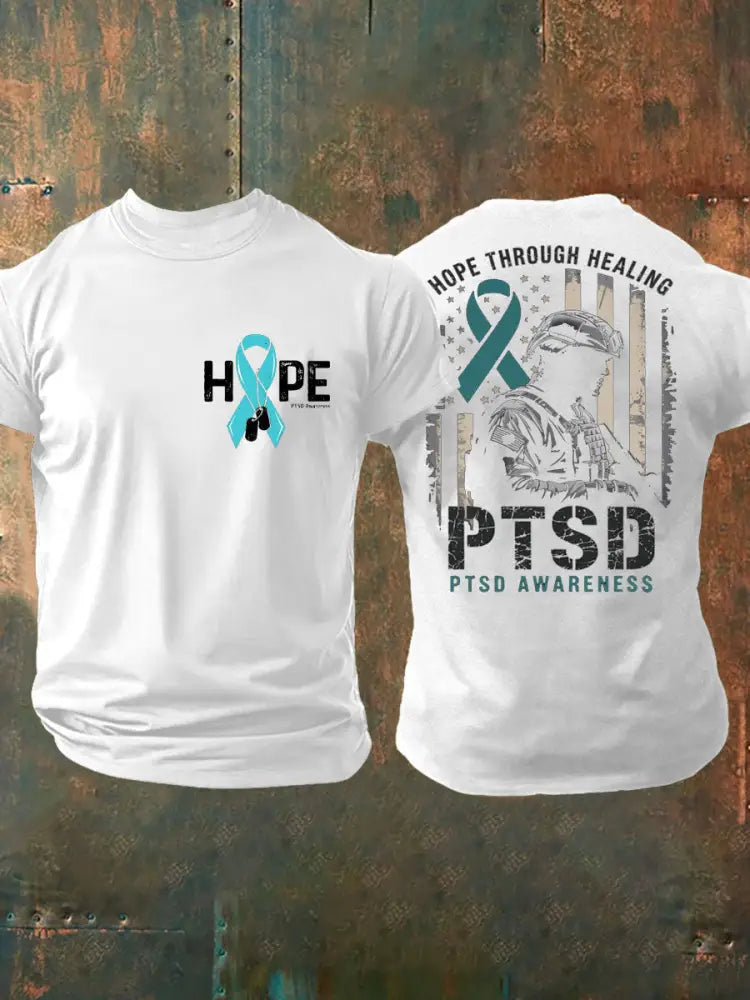 Men’s PTSD Awareness Veteran Printed T-shirt White / S