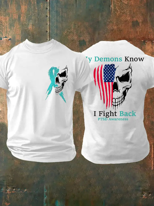 Men’s PTSD Awareness Veteran Printed T-Shirt White / S