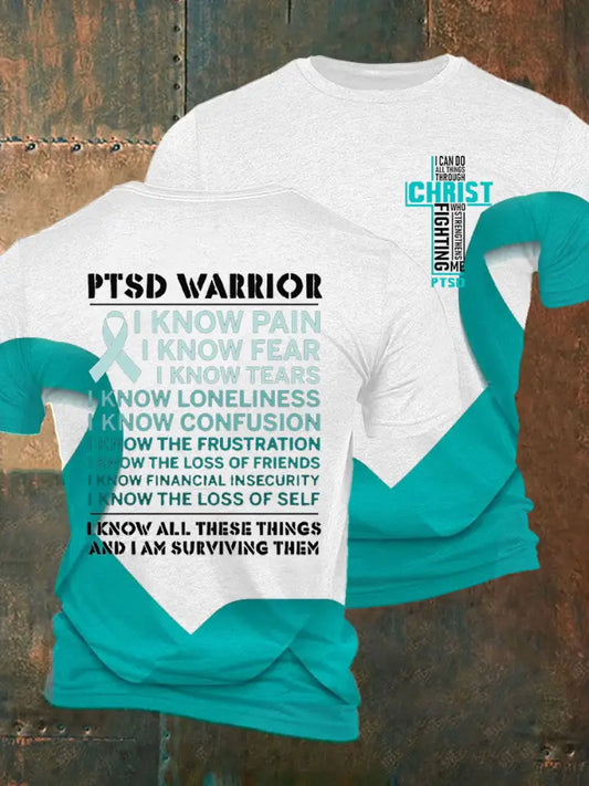 Men’s PTSD Awareness Veteran Printed T-shirt White / S