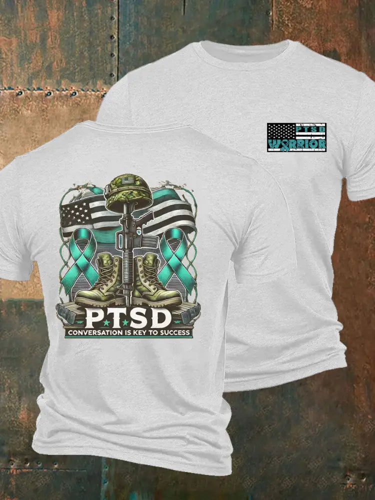Men’s PTSD Awareness Veteran Printed T-shirt White / S