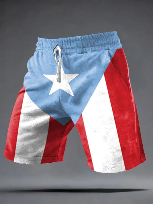 Men’s Puerto Rico Bunny Football Music Lover Printed Shorts As picture / S