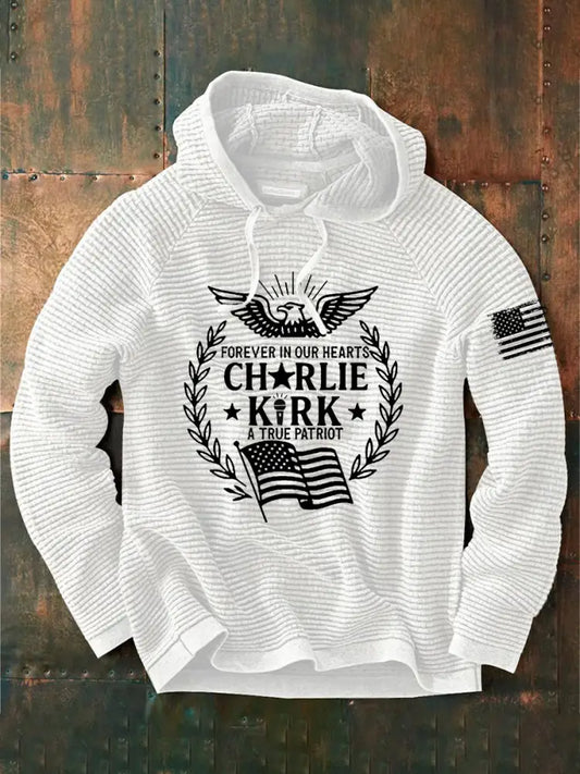Men’s R.I.P Charlie Kirk Printed Long Sleeve Sweatshirt / Hoodie White / S