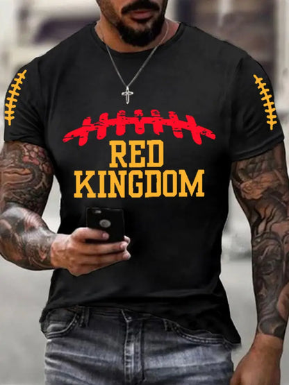 Men’s Red Kingdom Football Fans Lovers Gameday Casual Tee Black / S