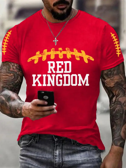 Men’s Red Kingdom Football Fans Lovers Gameday Casual Tee Red / S