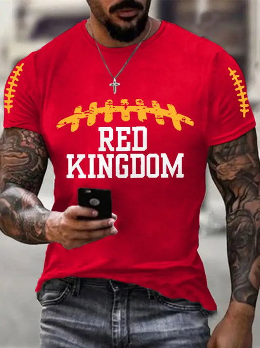 Men’s Red Kingdom Football Fans Lovers Gameday Casual Tee Red / S