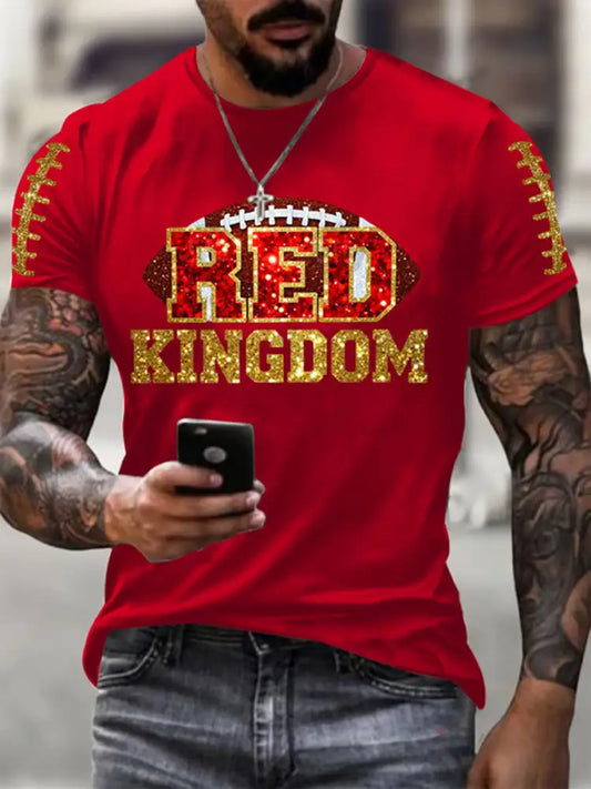 Men’s Red Kingdom Football Printed T shirt Red / S