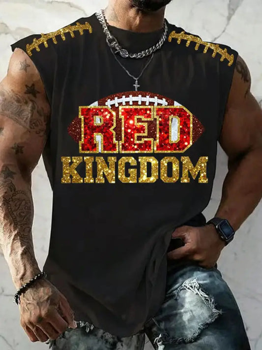 Men’s Red Kingdom Football Printed Vests Black / S
