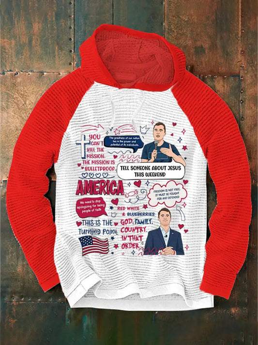 Men’s Red White and Blueberry Freedom Charlie Kirk Commemorative Oversized Hoodie Red / S