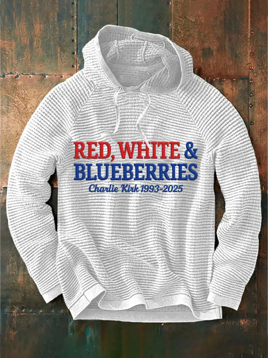 Men’s Red White & Blueberries Casual Hoodie White / S
