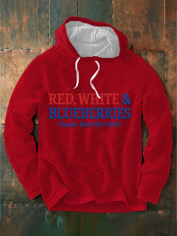 Men’s Red White & Blueberries Casual Hoodie Red / S