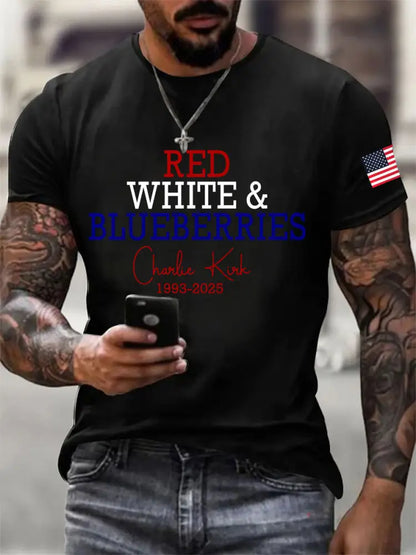 Men’s Red White & Blueberries Casual T-Shirt Black / S