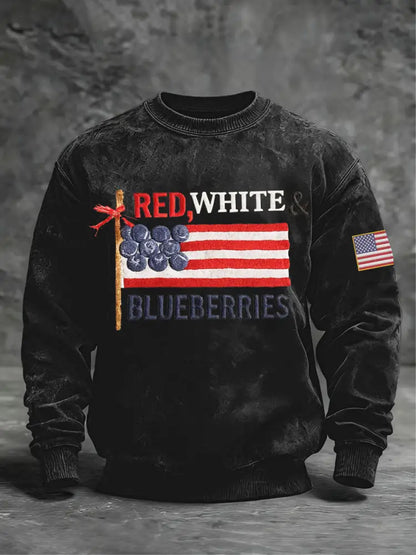 Men’s ‘Red White & Blueberries’ Crew Neck Sweatshirt Black / S