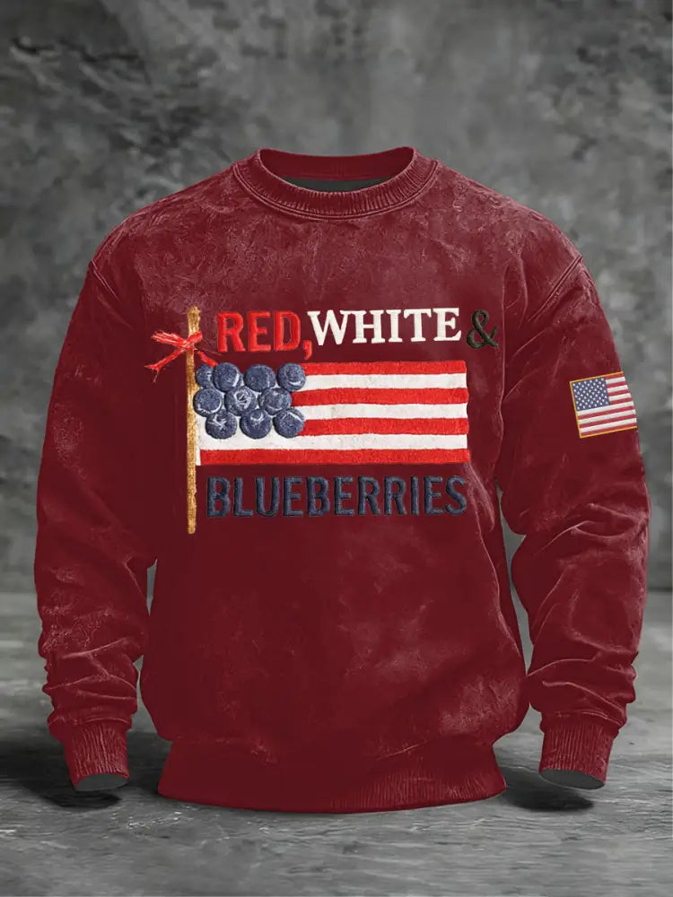 Men’s ‘Red White & Blueberries’ Crew Neck Sweatshirt Red / S