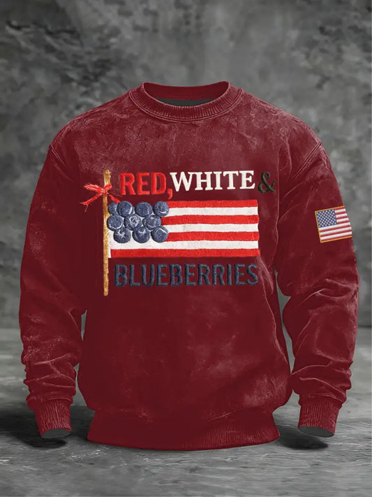 Men’s ‘Red White & Blueberries’ Crew Neck Sweatshirt Red / S