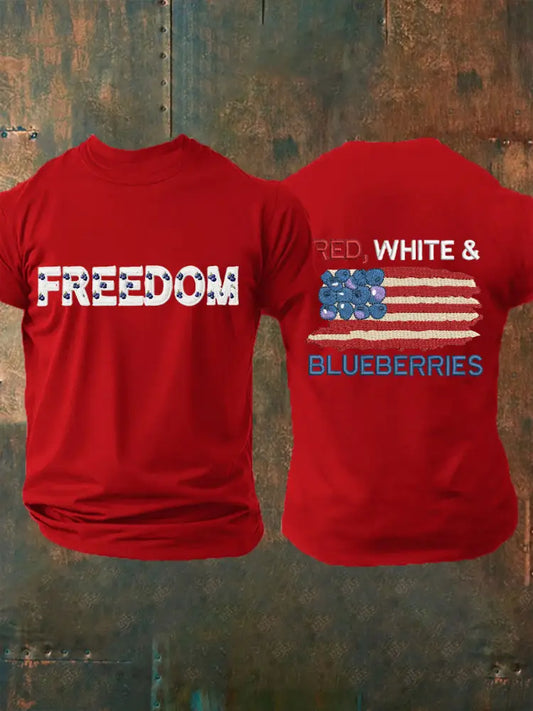 Men’s ’Red White & Blueberries’ T-shirt Pure Red / S