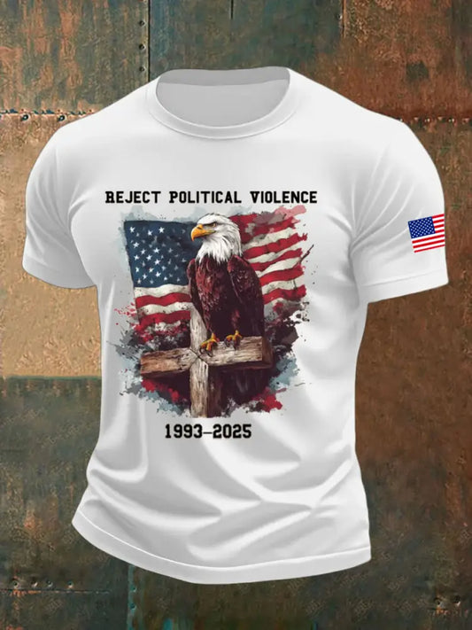 Men’s Reject Political Violence Printed T-shirt White / S